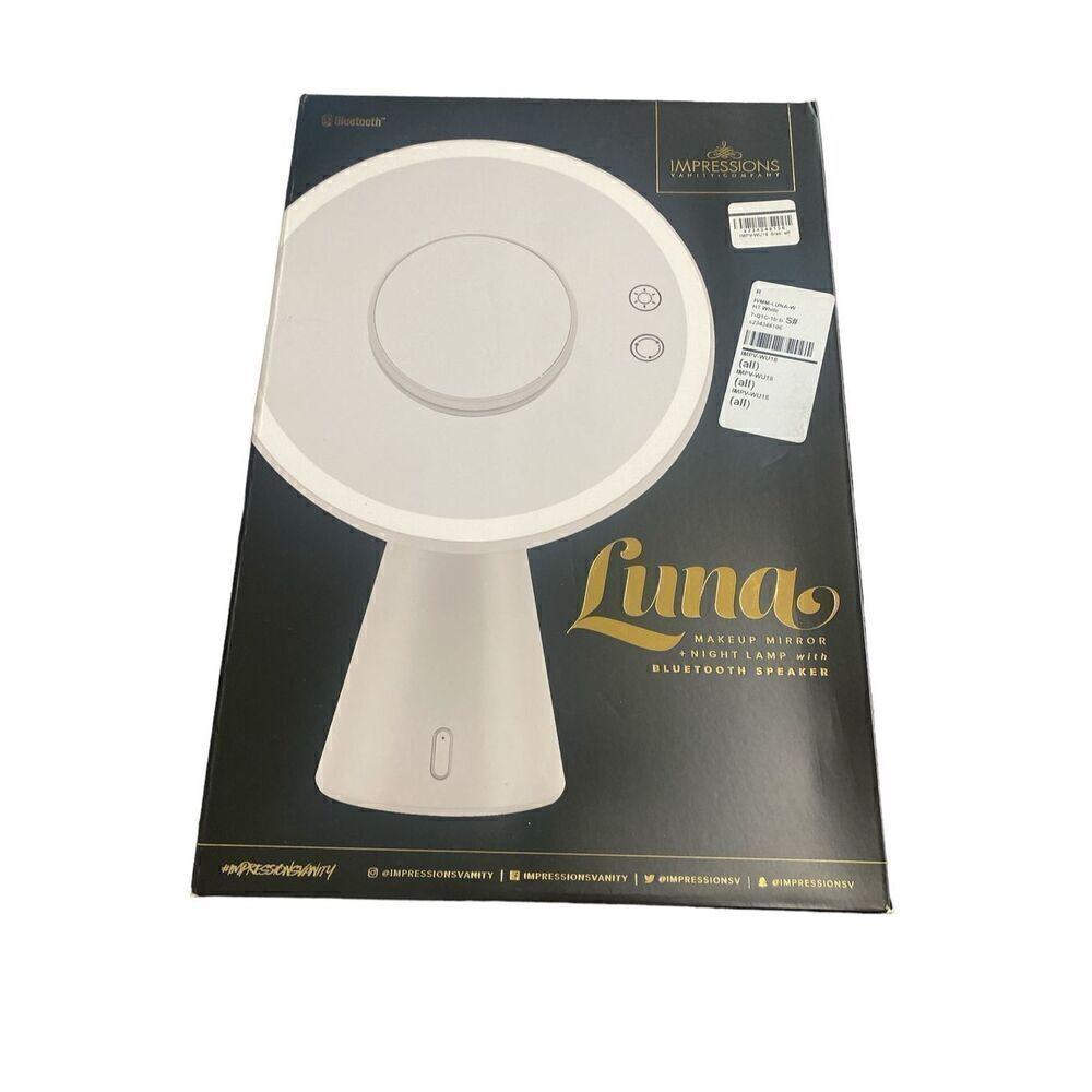 Impressions Luna Makeup Mirror and Night Lamp with Bluetooth‎ Speakers in White
